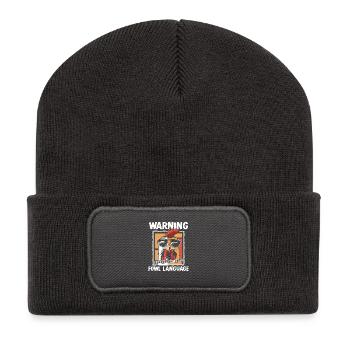 Warning_-_Fowl_Language - Recycelte Patch Beanie - Dunkelgrau - Vorne