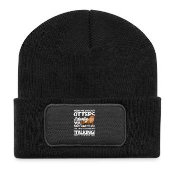Always Talking About Sea Otter Cartoon - Recycled Patch Beanie - black - Front