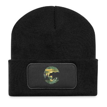 Rétro extérieur nature sauvage ours arbres - Beanie recyclé à patch - noir - Devant