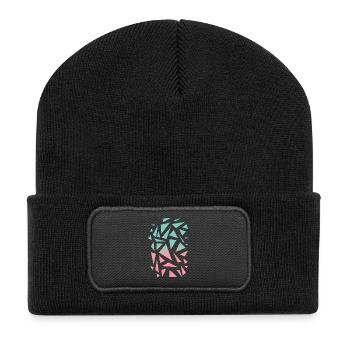 Motif triangulaire - Turquoise Pink - Beanie recyclé à patch - noir - Devant