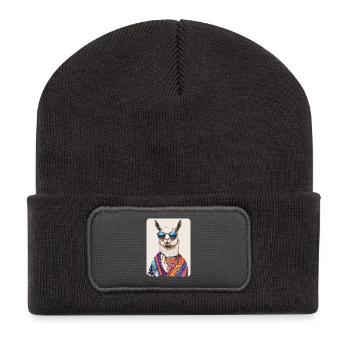 Lama - Recycelte Patch Beanie - Dunkelgrau - Vorne