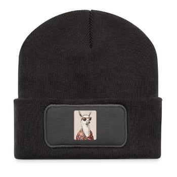 Lama - Recycelte Patch Beanie - Dunkelgrau - Vorne