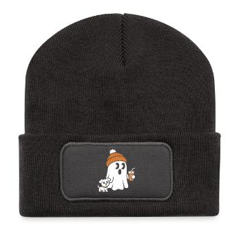 Cozy Ghost with Beanie - Recycled Patch Beanie - dark grey - Front