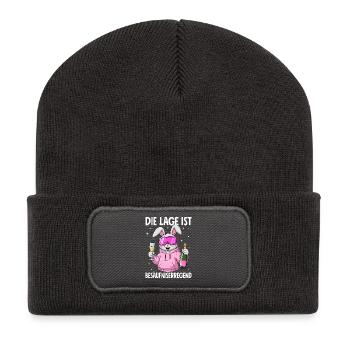 Die Lage Ist Besäufniserregend - Recycelte Patch Beanie - Dunkelgrau - Vorne