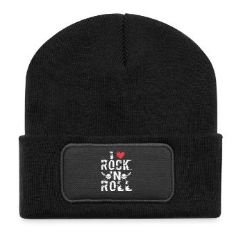 I Love Rock 'N Roll Music Guitar Rock Band - Recycelte Patch Beanie - Schwarz - Vorne