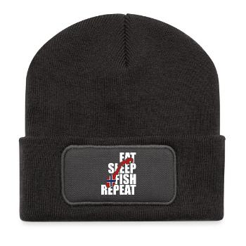 Norway Fishing Eat, Sleep, Fish, Repeat - Angler - Recycled Patch Beanie - dark grey - Front