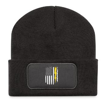 US-Flagge Flash Patriotischer Elektroingenieur - Recycelte Patch Beanie - Dunkelgrau - Vorne