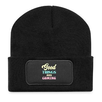Good Things Are Coming Pastel Retro - Recycled Patch Beanie - black - Front