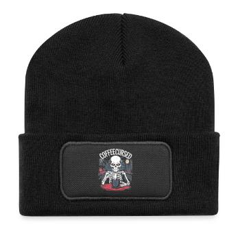 Kaffee Verfluchtes Skelett Brauen Gruseliges Halloween - Recycelte Patch Beanie - Schwarz - Vorne