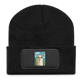 Lama - Recycelte Patch Beanie - Schwarz - Vorne