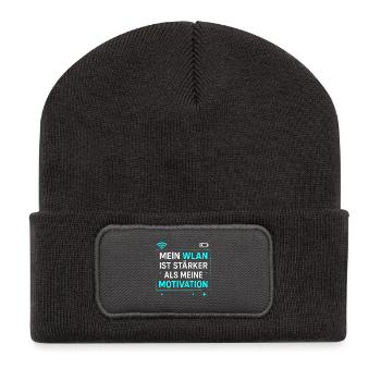 Mein WLAN ist stärker als meine Motivation  - Recycelte Patch Beanie - Dunkelgrau - Vorne