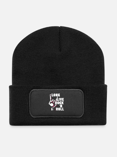 Long Live Rock 'n Roll Music Guitar Rock Band - Recycelte Patch Beanie - Schwarz