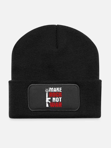 Make Rock Not War Music Guitar Rock Band - Recycelte Patch Beanie - Schwarz