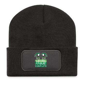 Level Anime Complete  Manga Otaku Kawaii Comic - Recycelte Patch Beanie - Dunkelgrau - Vorne
