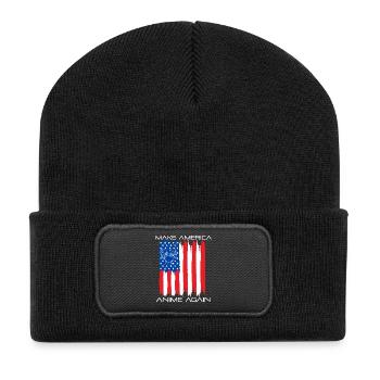 Anime Manga Otaku Kawaii USA America Flag Flag - Recycled Patch Beanie - black - Front