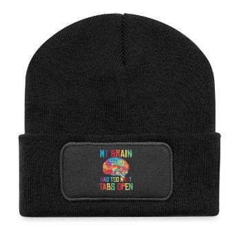 Gehirn: Zu viele Tabs offen - Recycelte Patch Beanie - Schwarz - Vorne