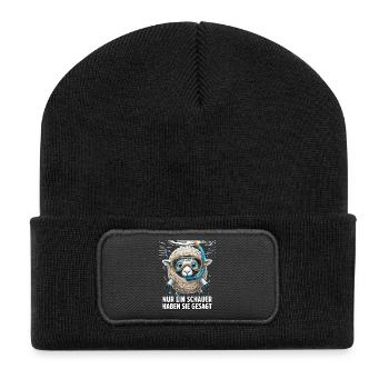 Nur ein Schauer – Lustiges Schaf Design - Recycelte Patch Beanie - Schwarz - Vorne