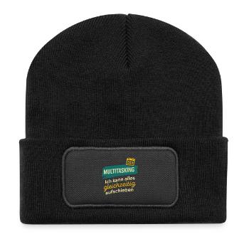 Multitâche – Reportez tout en même temps - Beanie recyclé à patch - noir - Devant