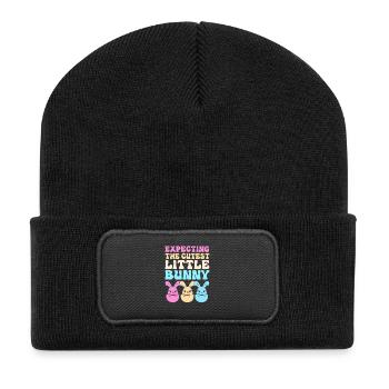 Gender Reveal Ostern Werdende Mutter - Recycelte Patch Beanie - Schwarz - Vorne