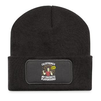 La callisthénie, mon terrain de jeu préféré - Beanie recyclé à patch - charbon - Devant