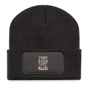 Ein Glühwein Wichtel Luchtel Lühwei Lalala - Recycelte Patch Beanie - Dunkelgrau - Vorne