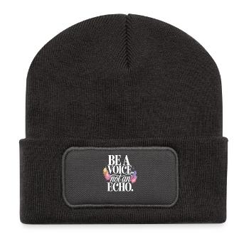 Be a Voice – Mutmacher Spruch im Retro Style - Recycelte Patch Beanie - Dunkelgrau - Vorne