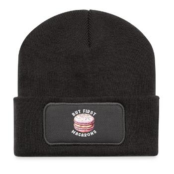Macaron Desserts Français - Beanie recyclé à patch - charbon - Devant