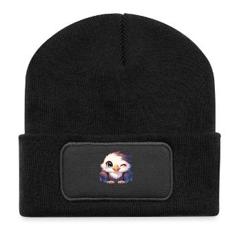 Adler - Recycelte Patch Beanie - Schwarz - Vorne