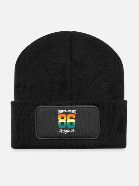 86 Geburtstag - Recycelte Patch Beanie - Schwarz