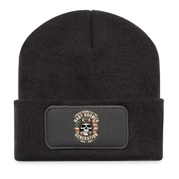 Pilote de crâne de baby-boomer 1948-1964 - Beanie recyclé à patch - charbon - Devant