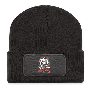 Jumeaux Jumelle Soeur Anniversaire - Beanie recyclé à patch - charbon - Devant