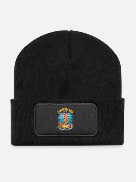  Seepferdchen 2026 Schluss Mit Plantschen Ich Kann - Recycelte Patch Beanie - Schwarz