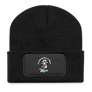 Sandwich au poisson et mouette avec chapeau de Père Noël - Beanie recyclé à patch - noir - Devant