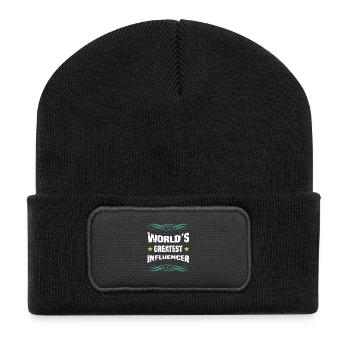 Weltbester Influencer - Recycelte Patch Beanie - Schwarz - Vorne