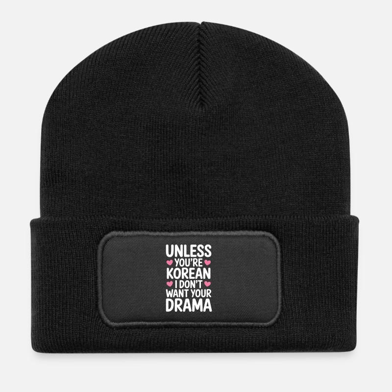 Es Sei Denn Du Bist Koreanisch K-Drama - Recycelte Patch Beanie - Schwarz