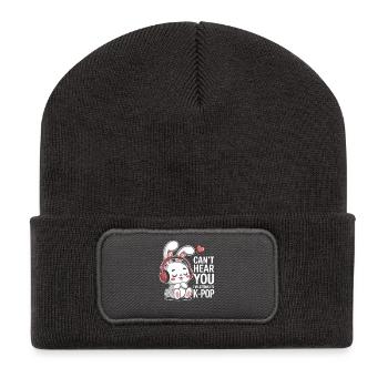Can't hear you, listen to K-Pop - Recycled Patch Beanie - dark grey - Front