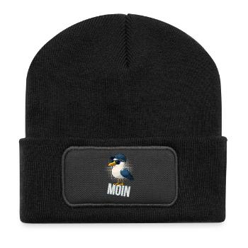 Moin - Möwe mit Sonnenbrille - Recycelte Patch Beanie - Schwarz - Vorne