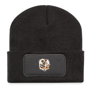 Jack Russel Terrier Dog Football Sports - Recycled Patch Beanie - dark grey - Front