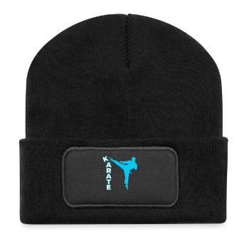 Karate, Karate Fighter, Martial Arts, Karate Kick - Recycled Patch Beanie - black - Front