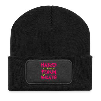 Hard Fukin Beats Graffiti Tee - Recycelte Patch Beanie - Schwarz - Vorne