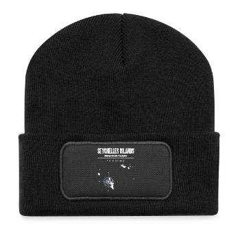 Seychellen Karte Kompass Vintage Design - Recycelte Patch Beanie - Schwarz - Vorne