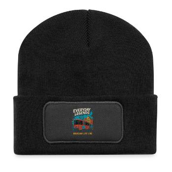 Everyday Legends Warsaw Tram Design - Recycelte Patch Beanie - Schwarz - Vorne
