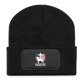 In God We Trust My Dog Watches My Six Cross - Recycled Patch Beanie - black - Front