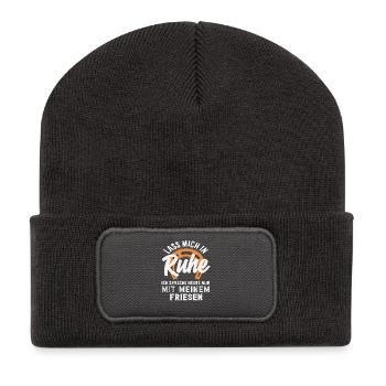 Friese Spruch Ruhe Pferdemädchen Reiten Ponyfans - Recycelte Patch Beanie - Dunkelgrau - Vorne