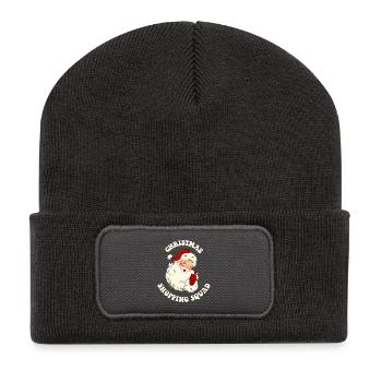 Escouade de magasinage de Noël - Beanie recyclé à patch - charbon - Devant
