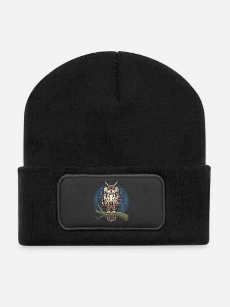 Hibou grand-duc Hibou - Beanie recyclé à patch - noir