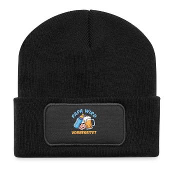 Werdender Vater PAPA WIRD VORBEREITET Lustig - Recycelte Patch Beanie - Schwarz - Vorne