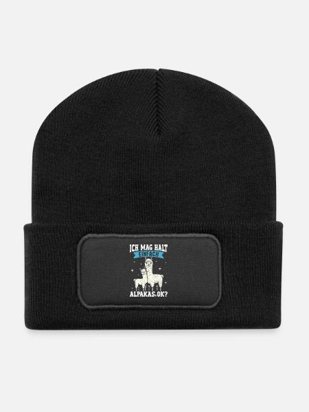 Alpaka Fan ICH MAG HALT EINFACH ALPAKAS Lustig - Recycelte Patch Beanie - Schwarz