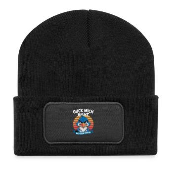 Guck Mich Nicht In Diesem Ton An Lustiger Vogel - Recycelte Patch Beanie - Schwarz - Vorne
