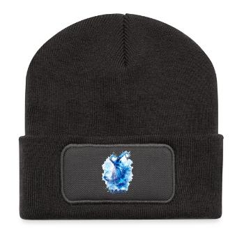 Krampus Eisblau – Mystisches Wintermotiv Folklore - Recycled Patch Beanie - dark grey - Front